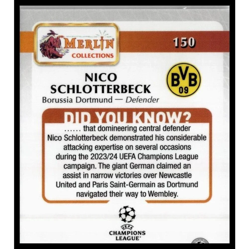2024-25 Merlin UEFA Nico Schlotterbeck #150 Dortmund Atomic
